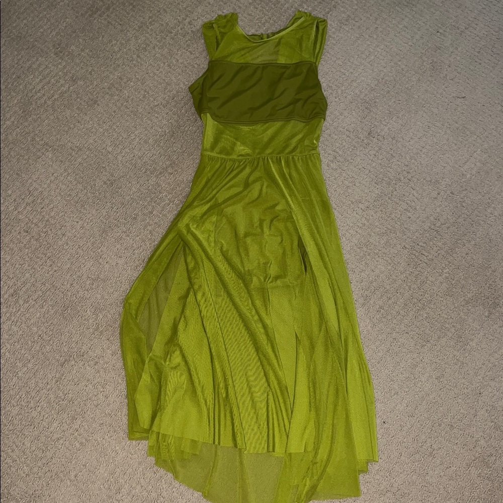 Sleeveless Lime Sage Green Mesh Backless Panel Dress